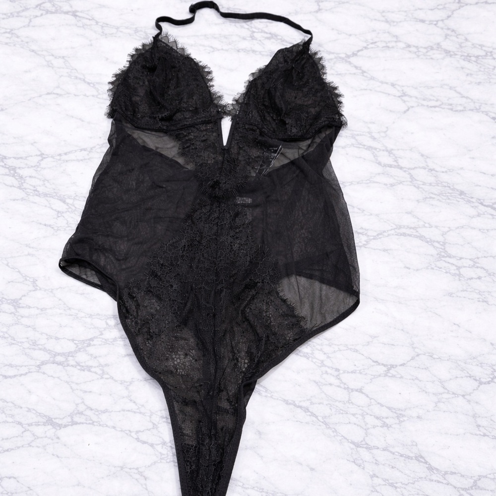Victoria's Secret Sheer Black Mesh Bodysuit Medium